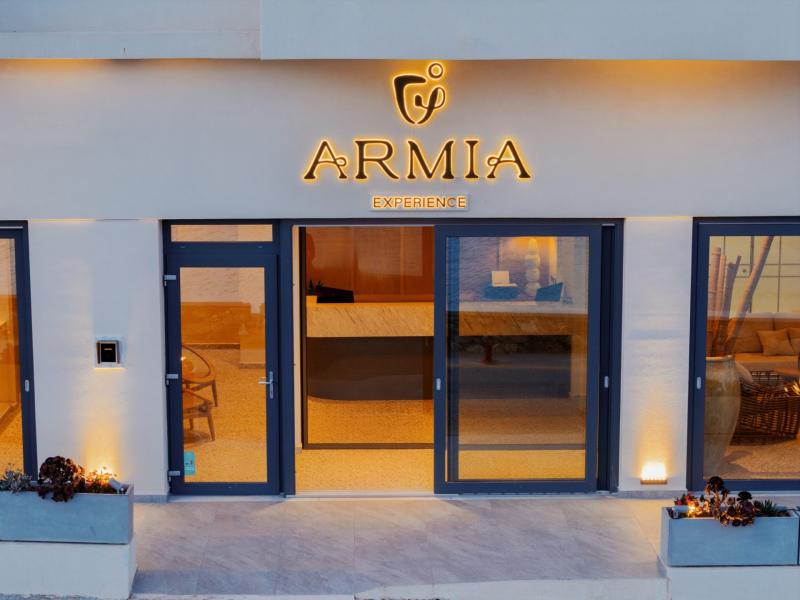 Beach scene at Armia Experience Hotel, Vári, Sýros